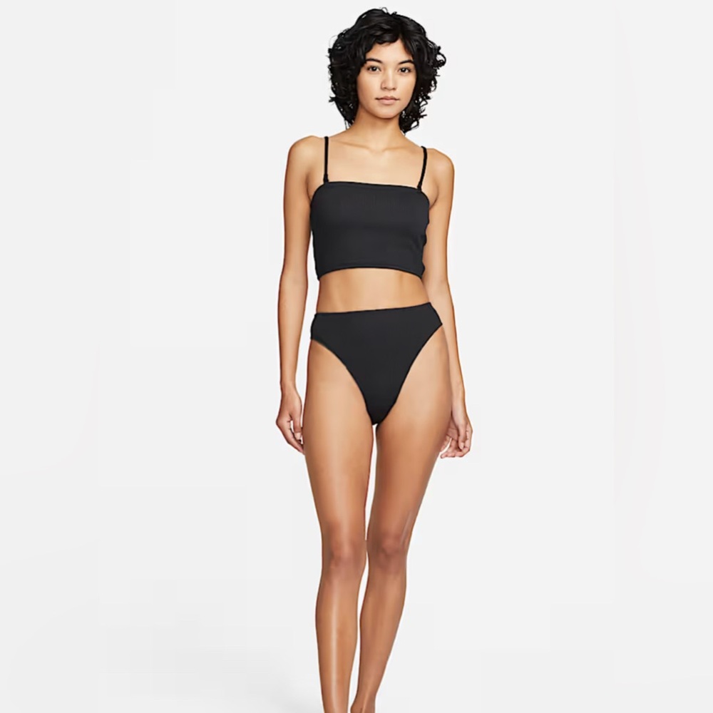 NWT Nike Women's High-Waisted Bikini Swim Bottoms in Black